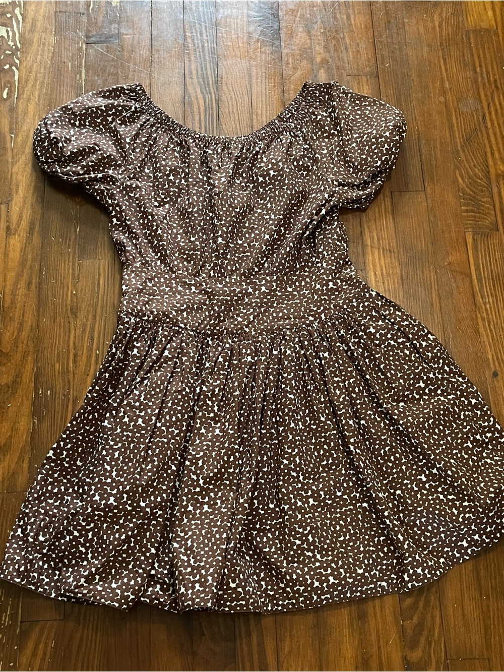 J.Crew Drop-Waist Cotton Poplin Mini Dress Mocha Floral Brown Size 10